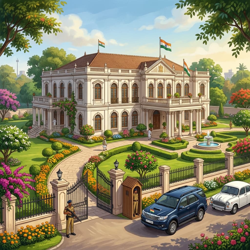 The grand government bungalow — the DM's official residence