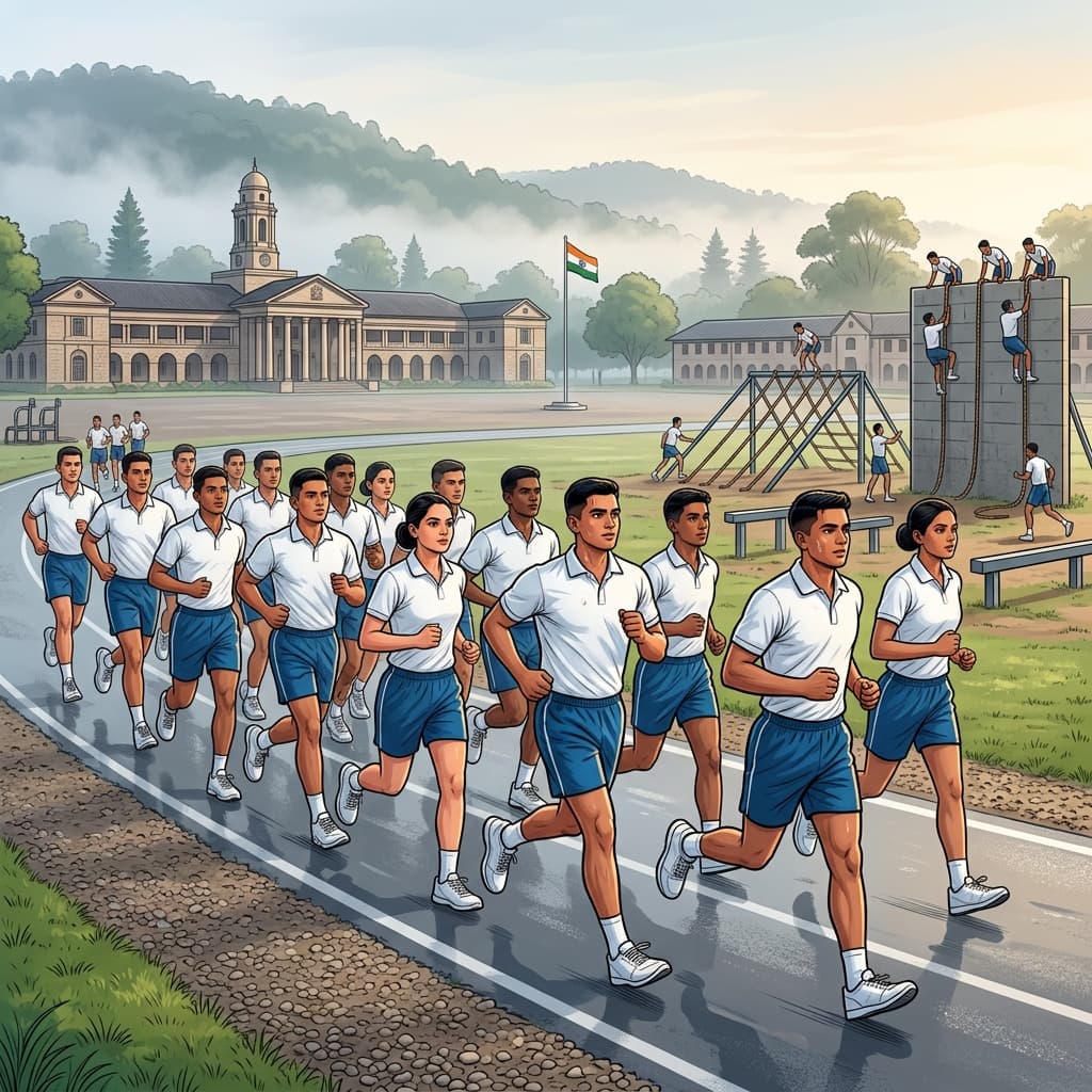 Indian Army cadets during physical training at military academy